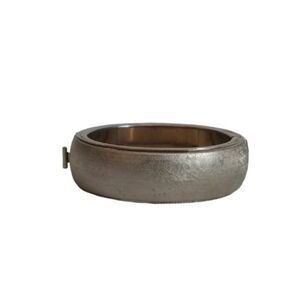 Vintage Trifari Gold Toned Metal Press Lock Hinged Fashion Bangle Cuff Bracelet